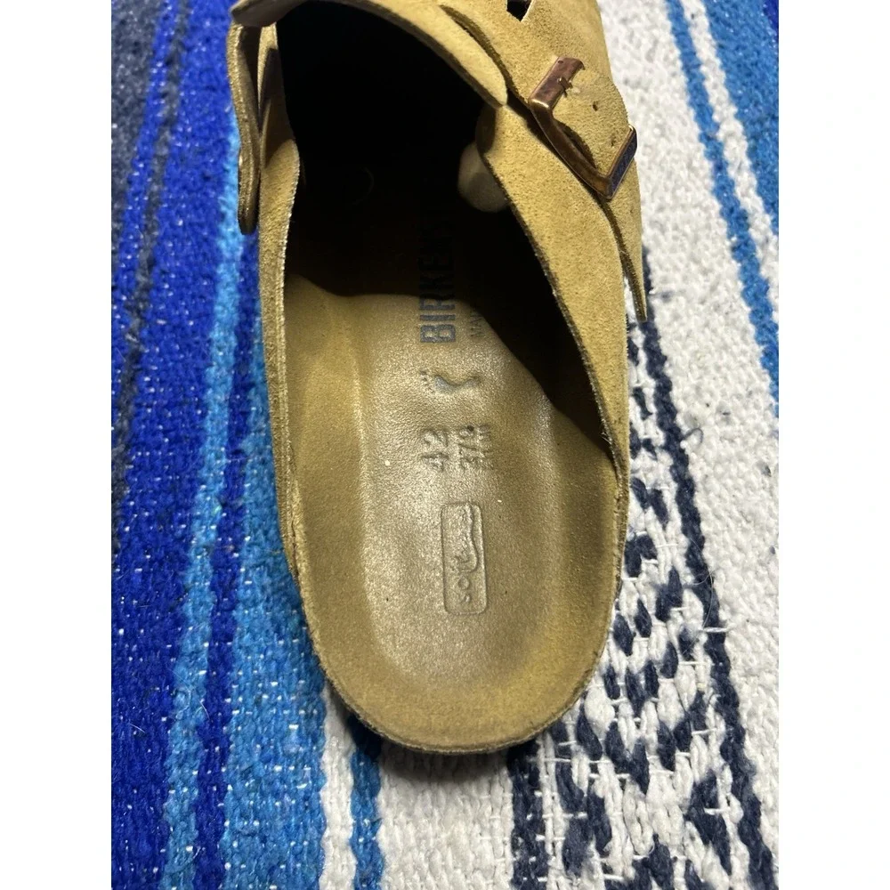 Birkenstock Boston Taupe Mens 9 9.5 Suede Leather Clogs EU 42 Made Germany